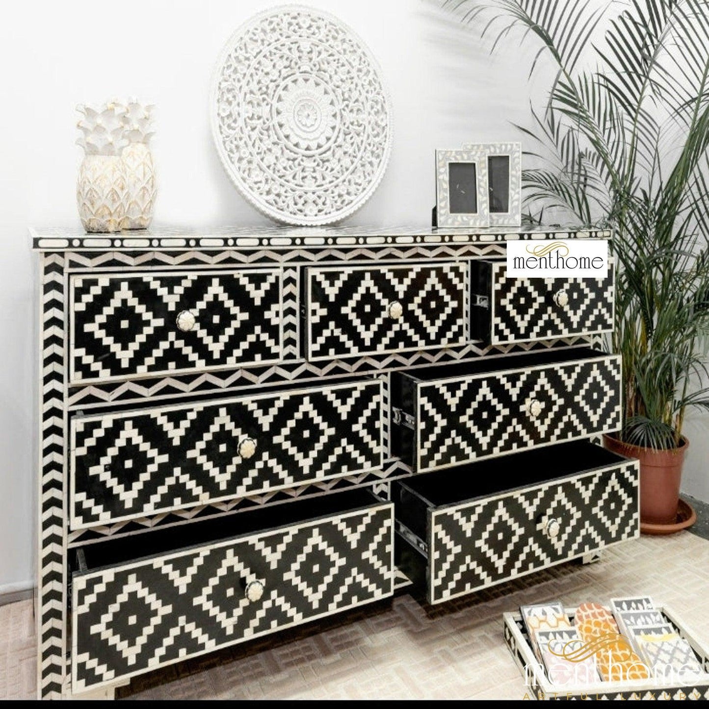 Bone Inlay dresser Handmade Design Bone inlay Wooden for Home Decorative Cabinet | Luxury Handmade Cabinet