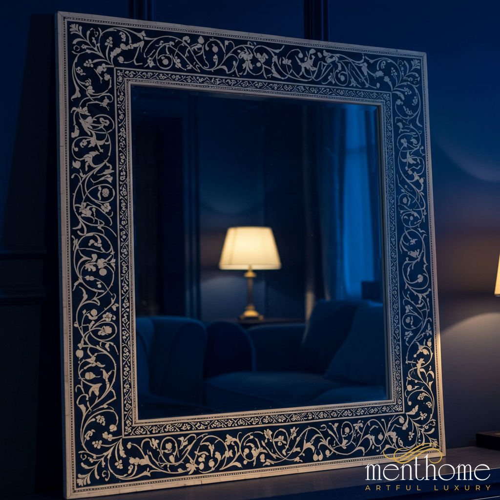 Ornate Decorative Wall Mirror with Floral Pattern Frame | Luxury Handmade Mirror