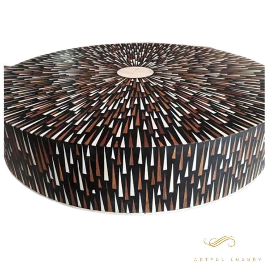 Bone inlay Sun Rays design coffee table | Luxury Handmade Coffee Table