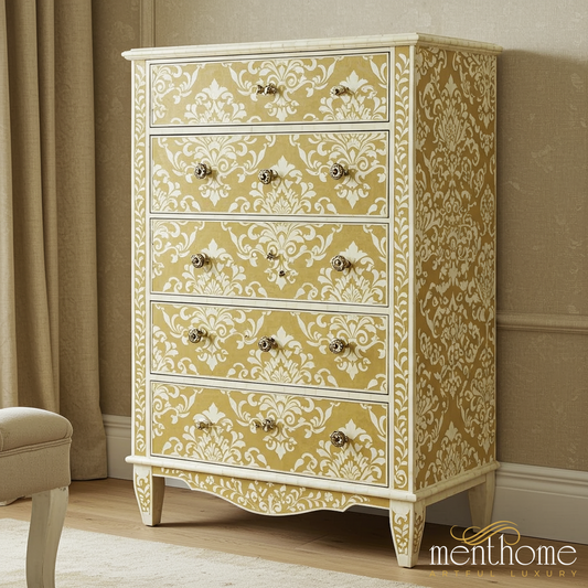 Elegant Vintage Style Five Drawer Chest | Luxury Handmade Tallboy