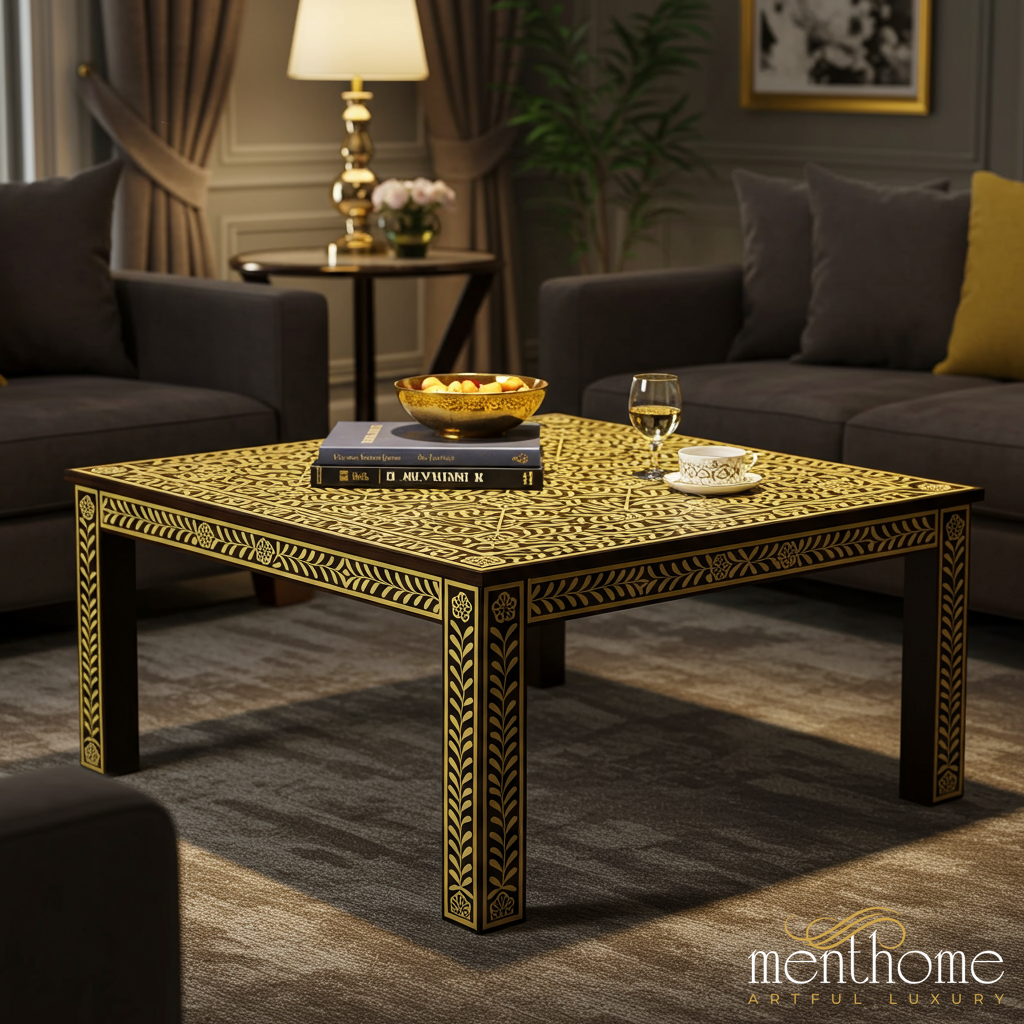 Luxury Handcrafted Black and Gold Coffee Table | Luxury Handmade Coffee Table