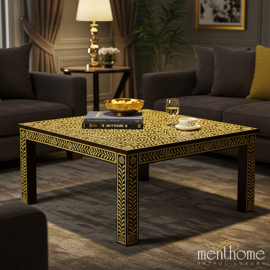 Luxury Handcrafted Black and Gold Coffee Table | Luxury Handmade Coffee Table