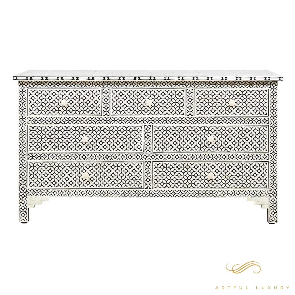 Bone Inlay Grey 7 Drawers dressers | Luxury Handmade Dresser