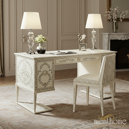 Elegant Vintage-Inspired Decorative Writing Desk with Matching Chair | Luxury Handmade Desk