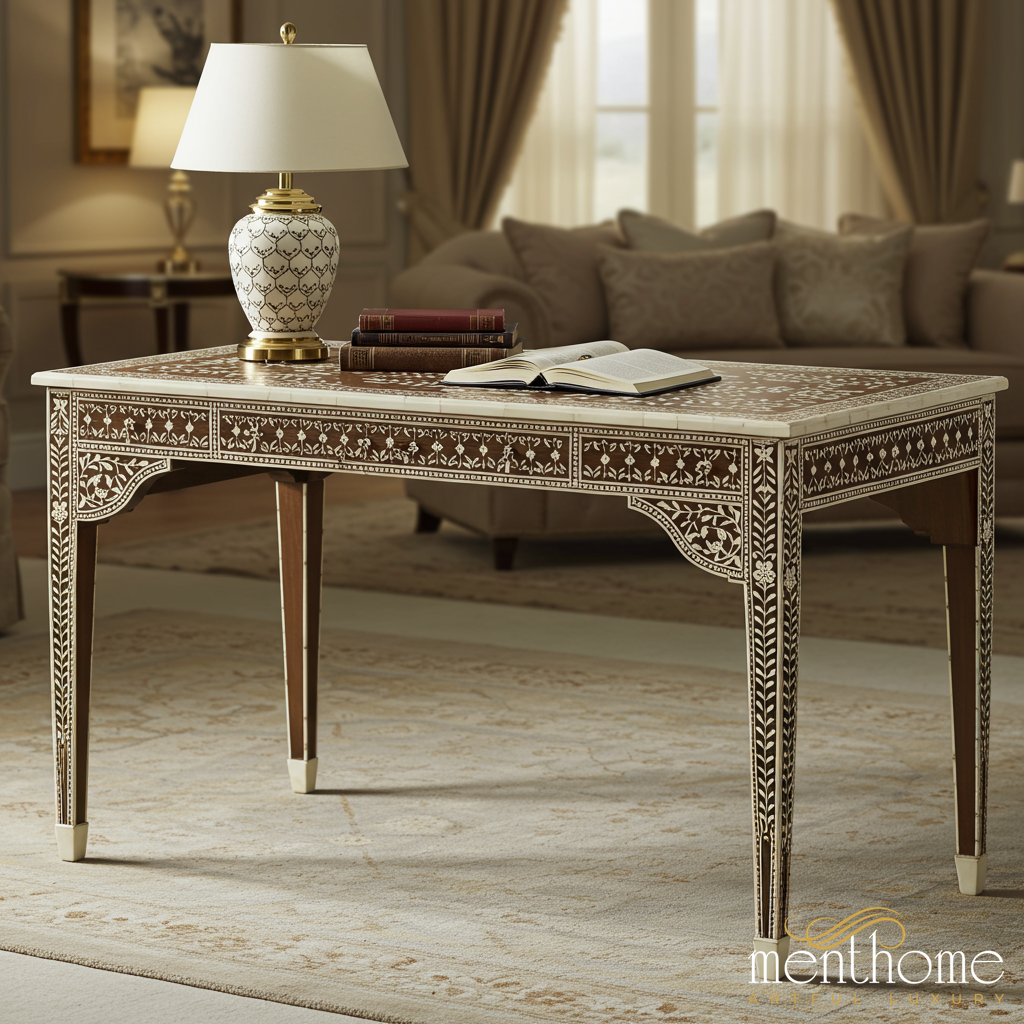 Handcrafted Inlay Wooden Coffee Table | Luxury Handmade Desk