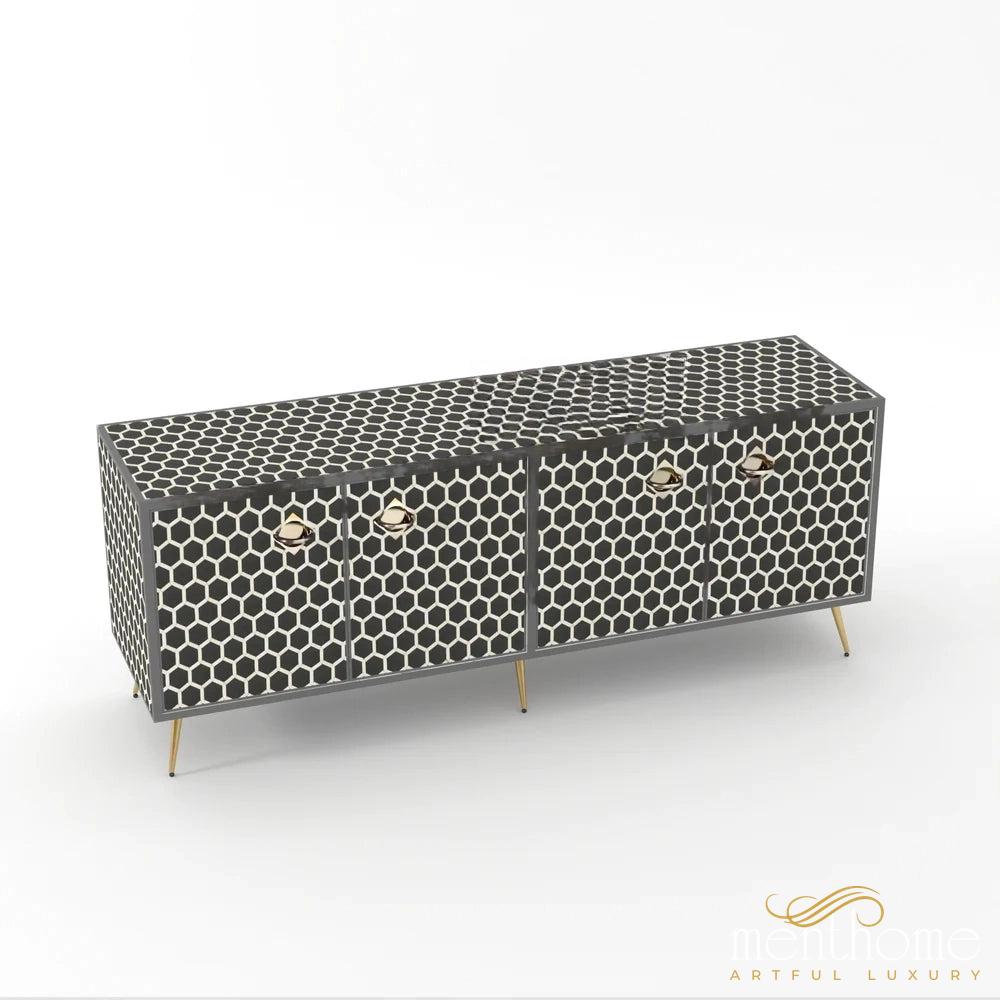 HoneyComb-Bone Inlay -Rectangular-Cabinet | Luxury Handmade Cabinet