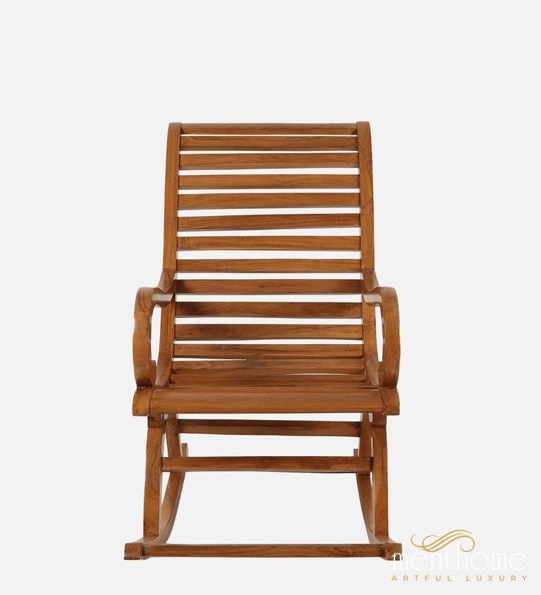 Boston Solid Wood Rocking Chair in Teak Colour | Luxury Handmade Chair