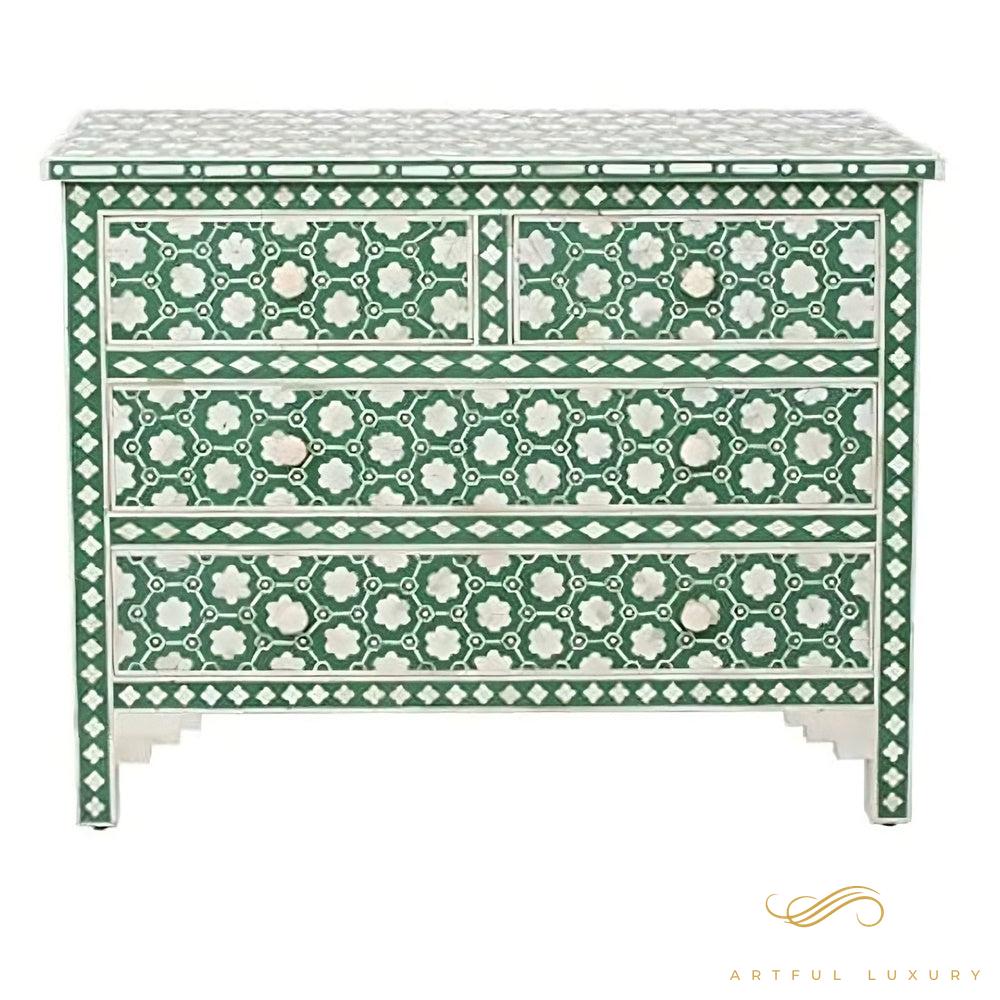 Indigo Blue Floral Design dressers Storage Unit | Luxury Handmade Dresser