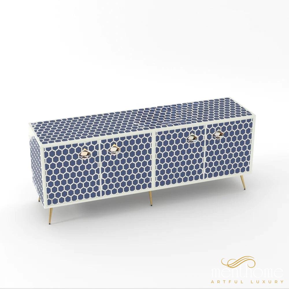 HoneyComb-Bone Inlay -Rectangular-Cabinet | Luxury Handmade Cabinet