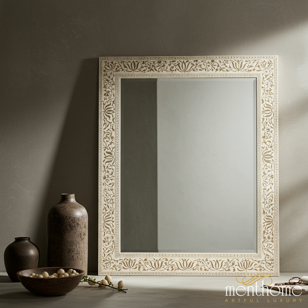 Elegant Decorative Wall Mirror with Floral Pattern Frame | Luxury Handmade Mirror