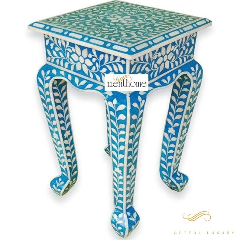Modern Design Stool Handmade Bone Inlay | Luxury Handmade Stool