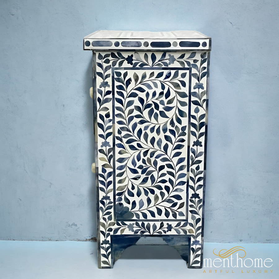Luxury Bedside Table Bone Inlay two drawer by Menthome | Luxury Handmade Bedside Table
