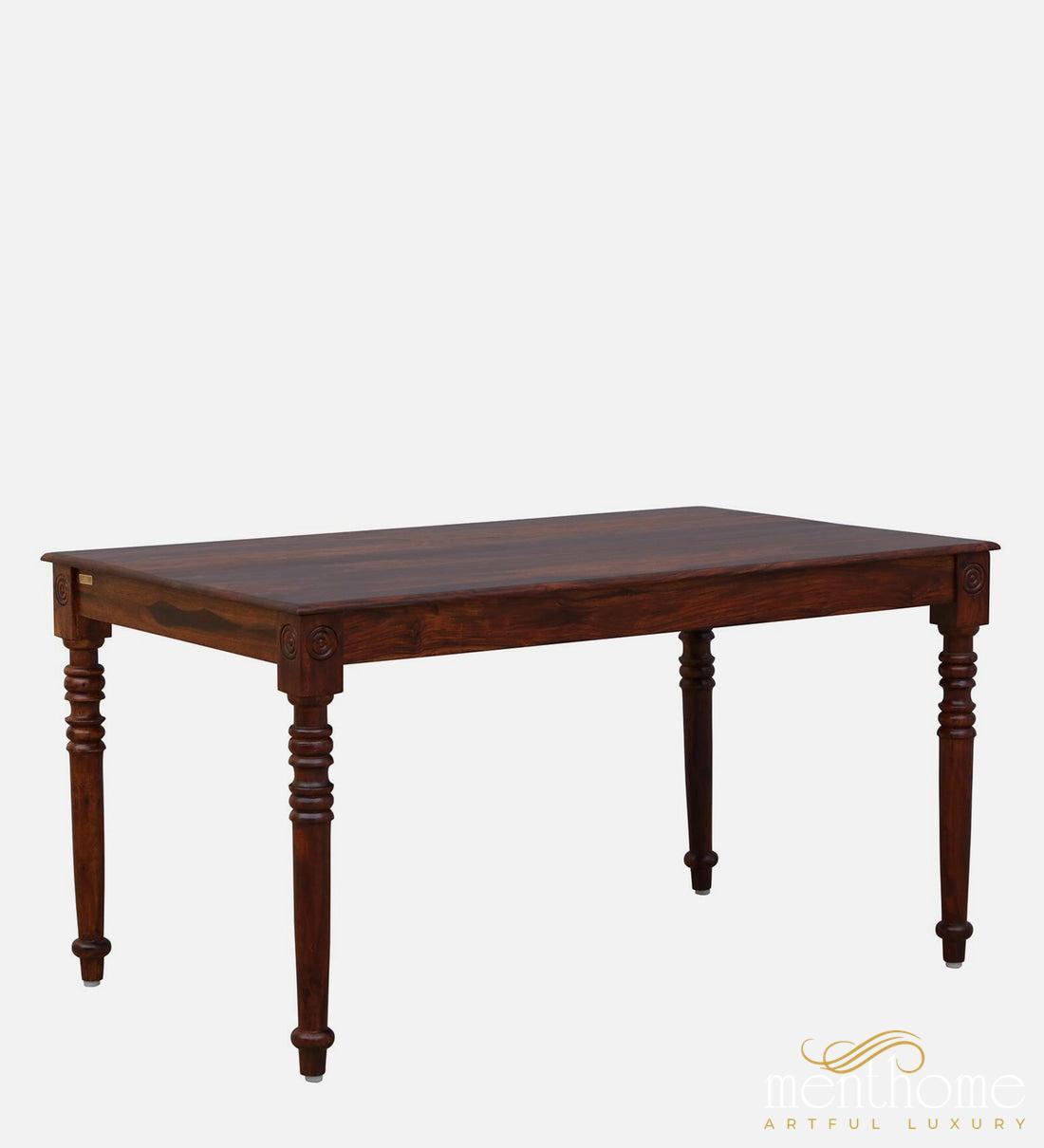Rosewood Dining Table and Chair In Provincial Teak Finish with Cushioning | Luxury Handmade Chair