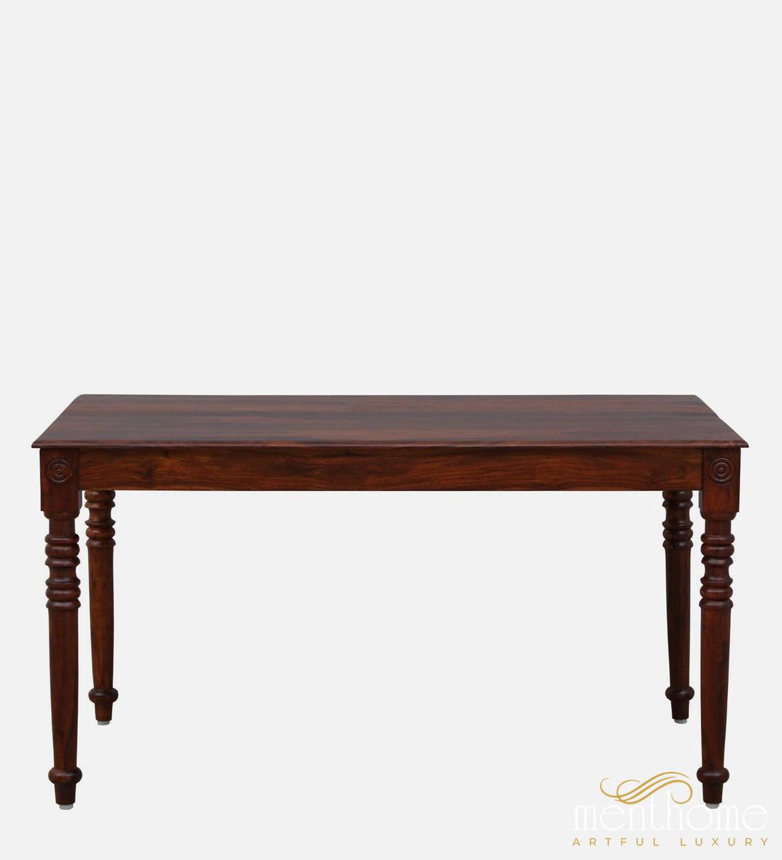Rosewood Dining Table and Chair In Provincial Teak Finish with Cushioning | Luxury Handmade Chair
