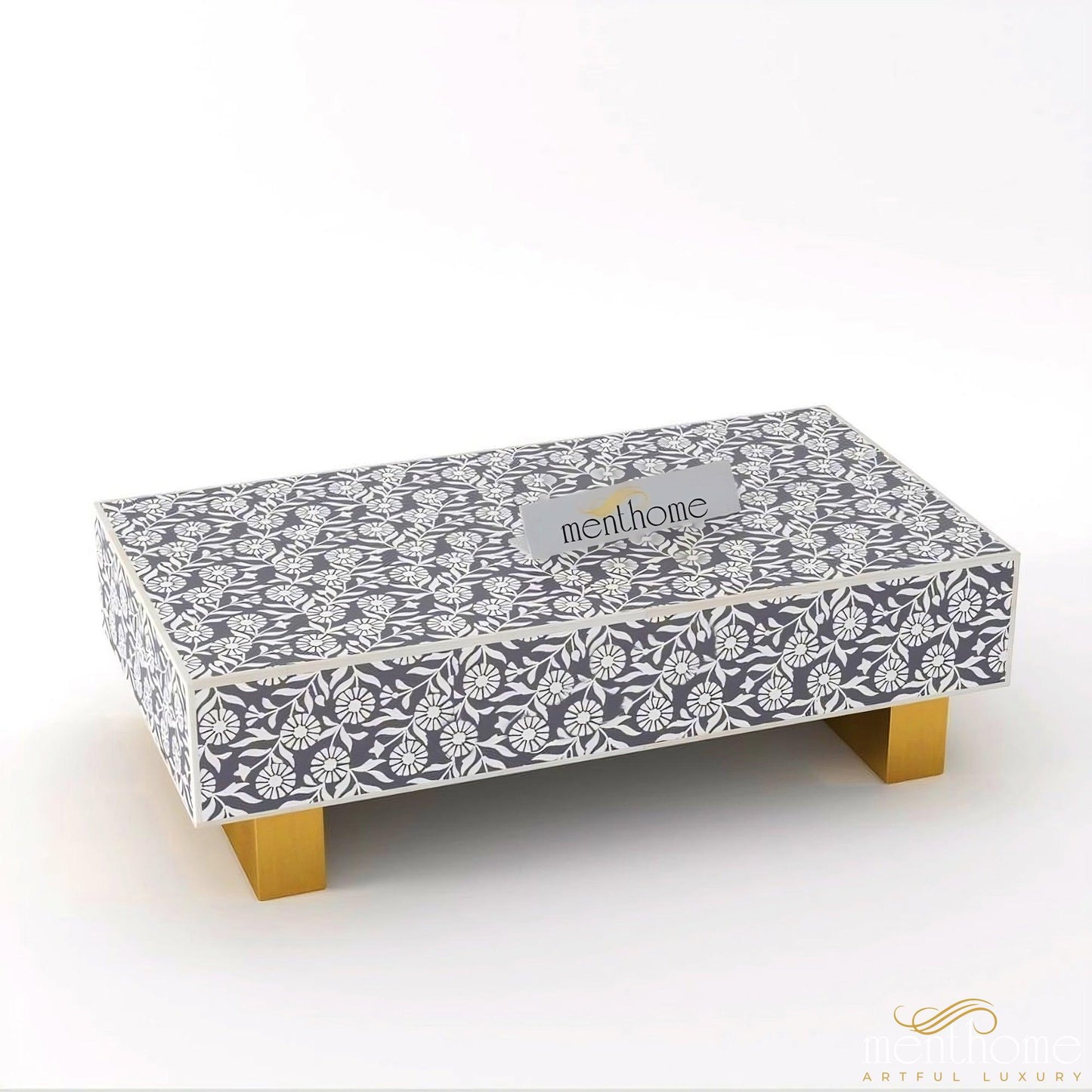 Bone Inlay Rectangular Sunflower Modern Coffee Table | Luxury Handmade Coffee Table