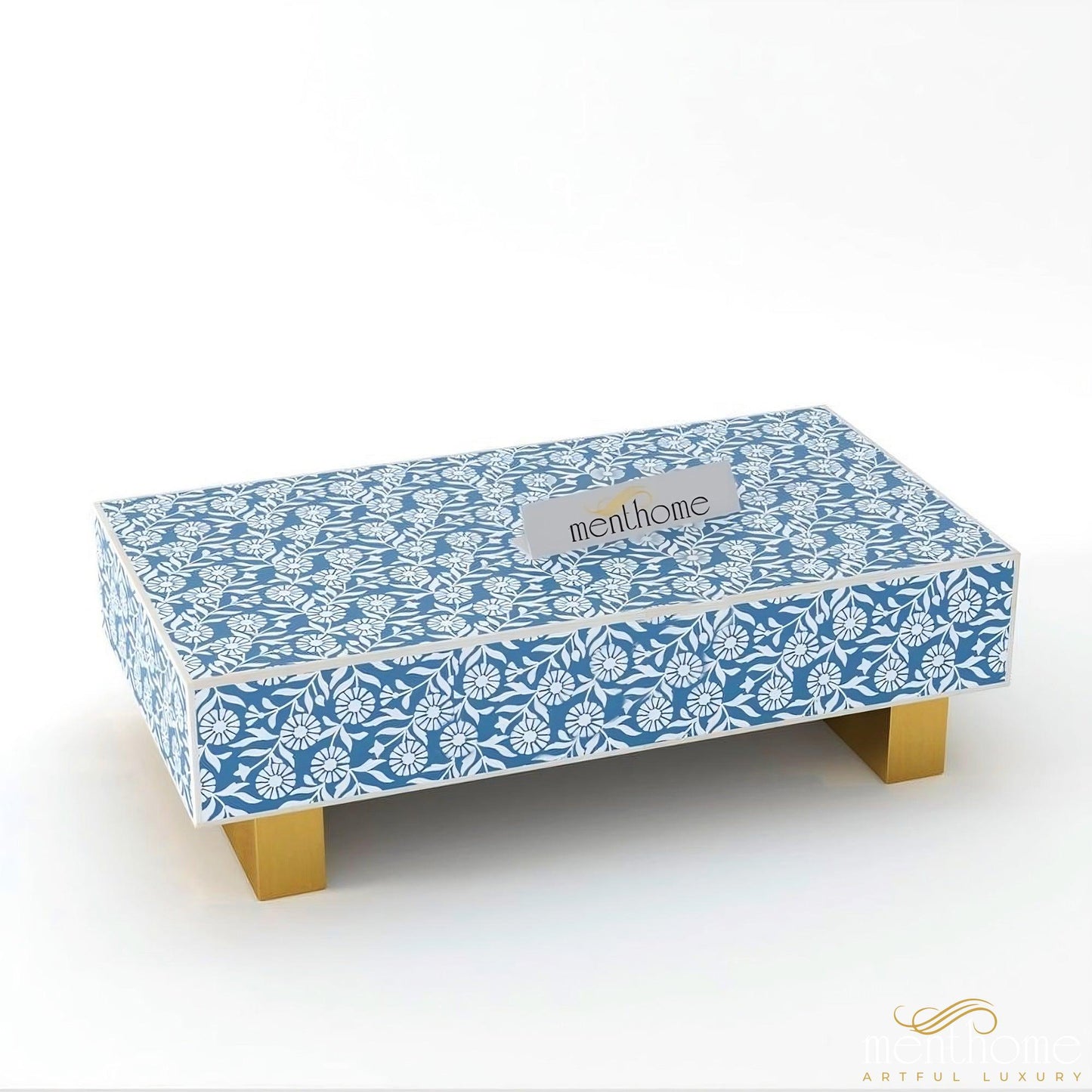 Bone Inlay Rectangular Sunflower Modern Coffee Table | Luxury Handmade Coffee Table