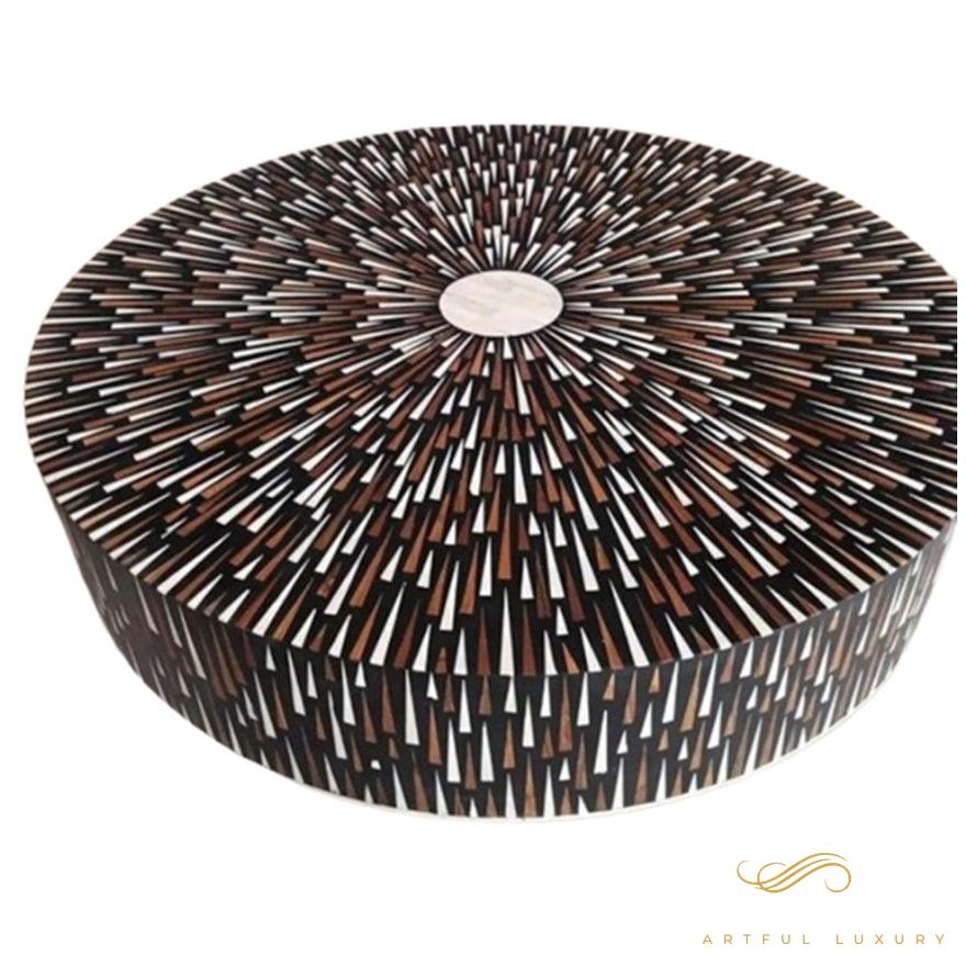 Bone inlay Sun Rays design coffee table | Luxury Handmade Coffee Table