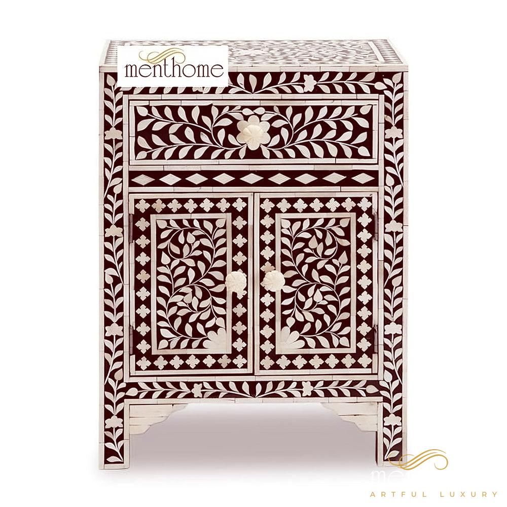 Handmade Bedside Table Handmade Design Bone inlay Commode, Bone Inlay Drawer, Bone Inlay Furniture Pattern Furniture Handmade Wooden Table | Luxury Handmade Bedside Table