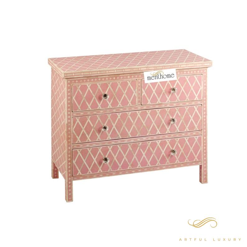 Handmade Bone Inlay Drawer Cabinet Handmade Chest of Drawer | Luxury Handmade Cabinet
