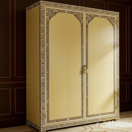 Elegant Inlaid Wooden Wardrobe | Luxury Handmade Wardrobe