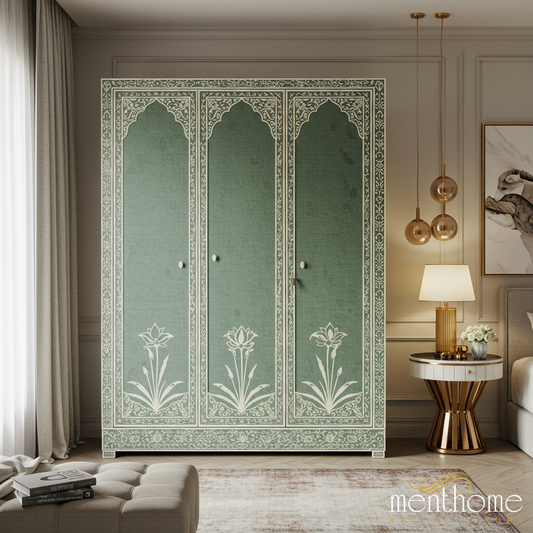 Elegant Hand-Painted Floral Wardrobe | Luxury Handmade Wardrobe