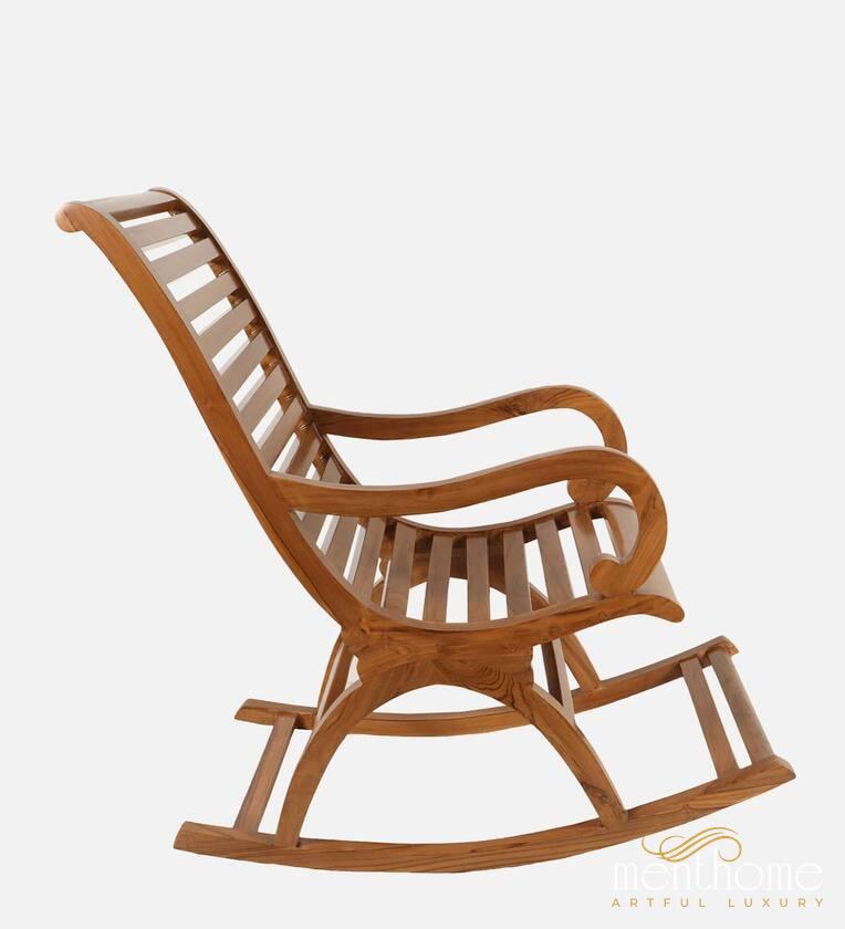Boston Solid Wood Rocking Chair in Teak Colour | Luxury Handmade Chair