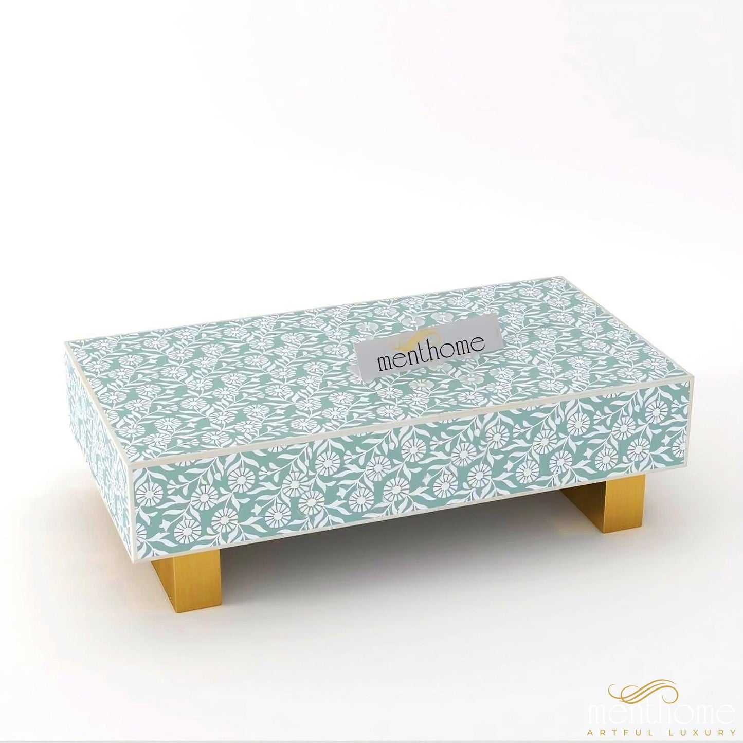 Bone Inlay Rectangular Sunflower Modern Coffee Table | Luxury Handmade Coffee Table