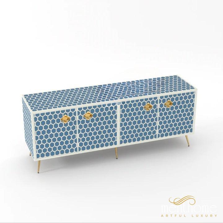 HoneyComb-Bone Inlay -Rectangular-Cabinet | Luxury Handmade Cabinet