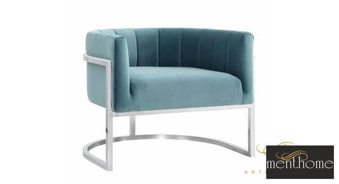 Sasheen Upholstery Chair In Sky Blue Fabric | Luxury Handmade Chair