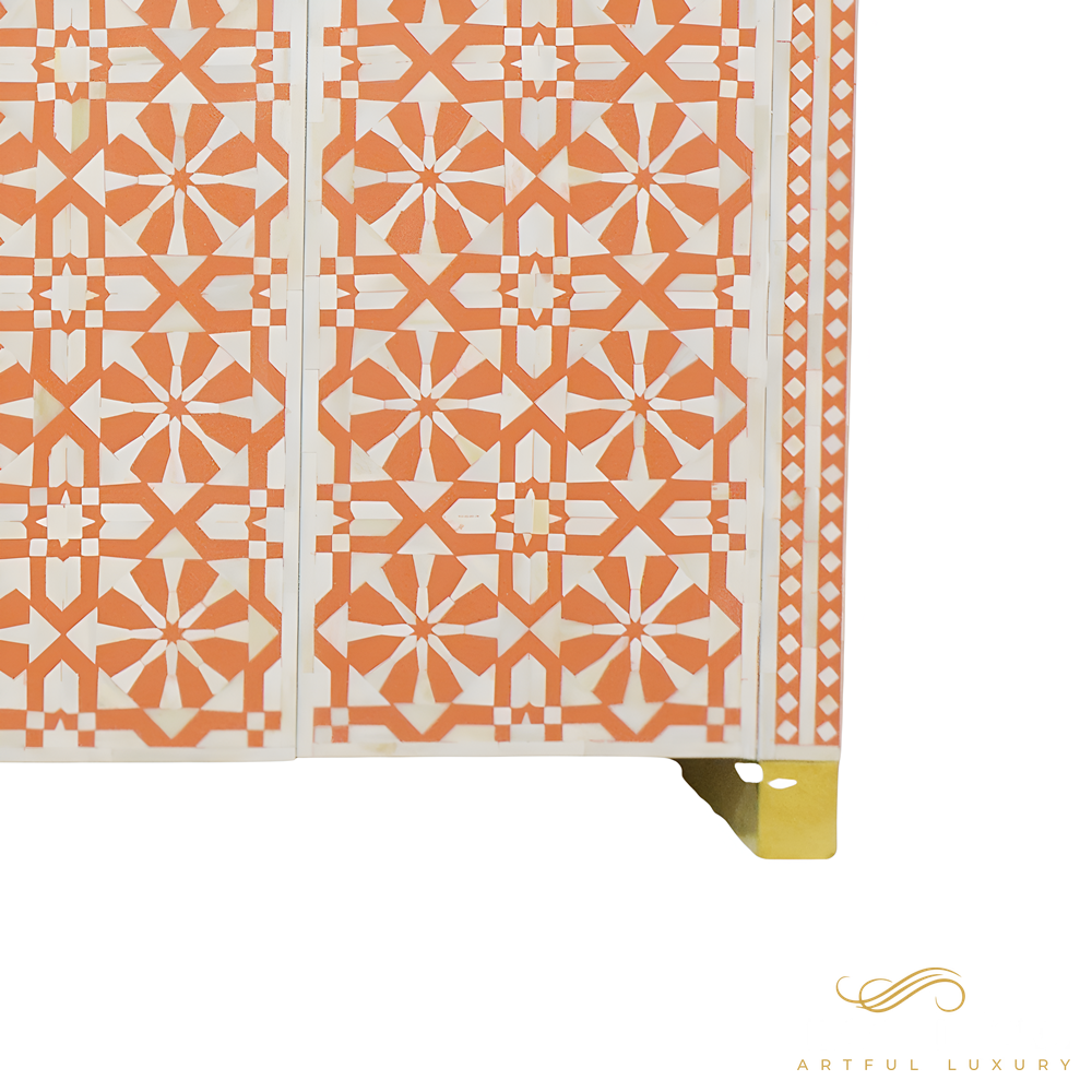 Orange Curved Waterfall 2 door Cabinet | Luxury Handmade Cabinet