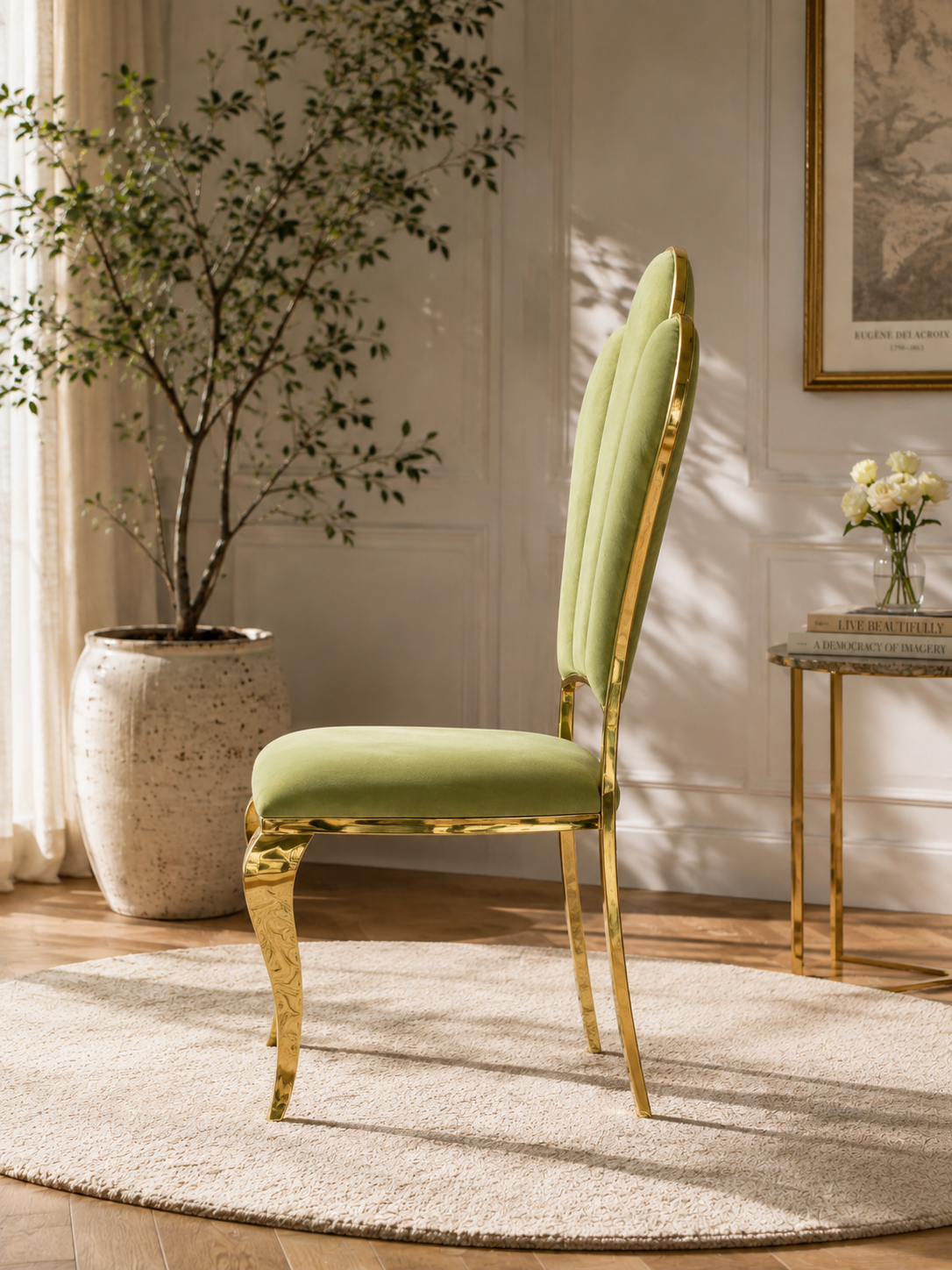 Luxury Brass Dining Chair | Handmade Gold Brass Chair | Velvet Upholstered Accent Chair | Elegant Statement Chair | Custom Furniture