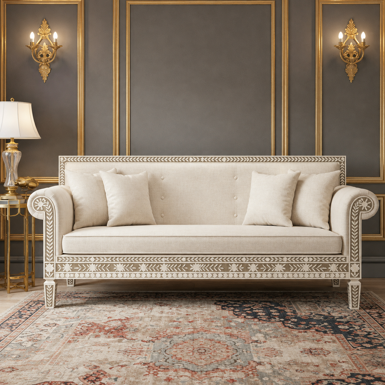 Elegant Handcrafted Inlay Luxury Sofa | Luxury Handmade Sofa