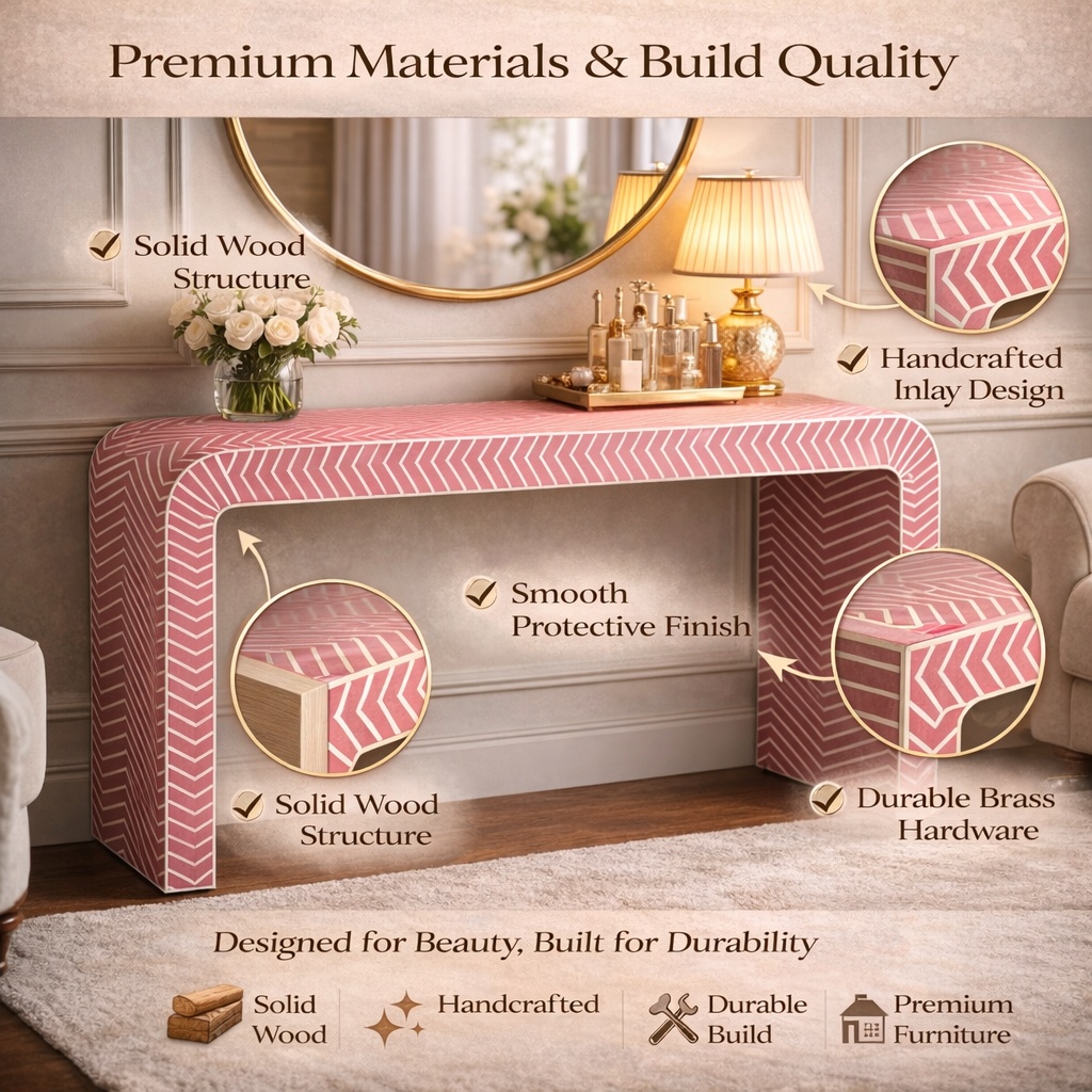 Luxury Pink Inlay Console Table