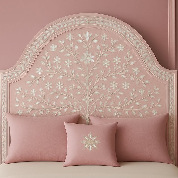 Luxury MOP Inlay Bed Frame with POLES on all corners