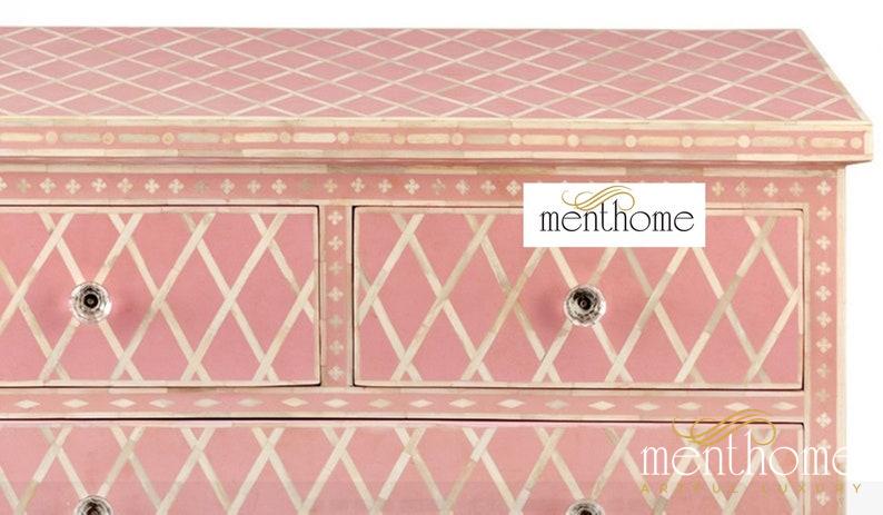 Handmade Bone Inlay Drawer Cabinet Handmade Chest of Drawer | Luxury Handmade Cabinet