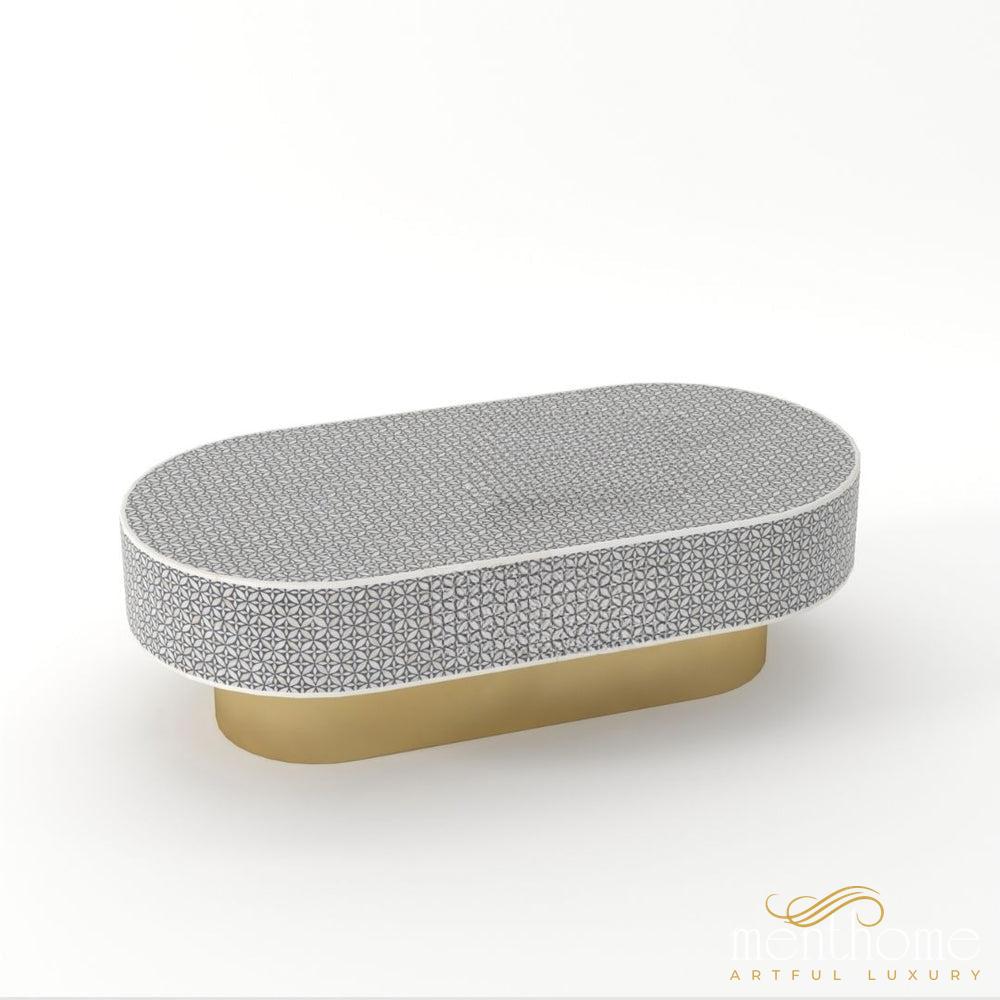 Handmade Bone Inlay Coffee Table Eye-Cut Design | Luxury Handmade Coffee Table