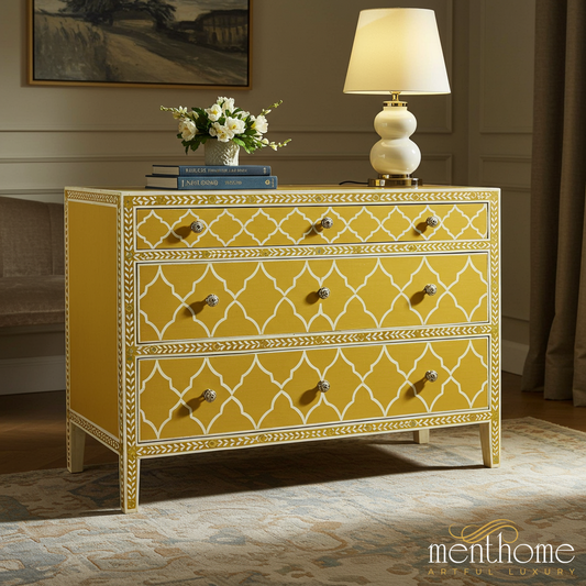 Yellow Moroccan Style Chest of Drawers | Luxury Handmade Chest of Drawer