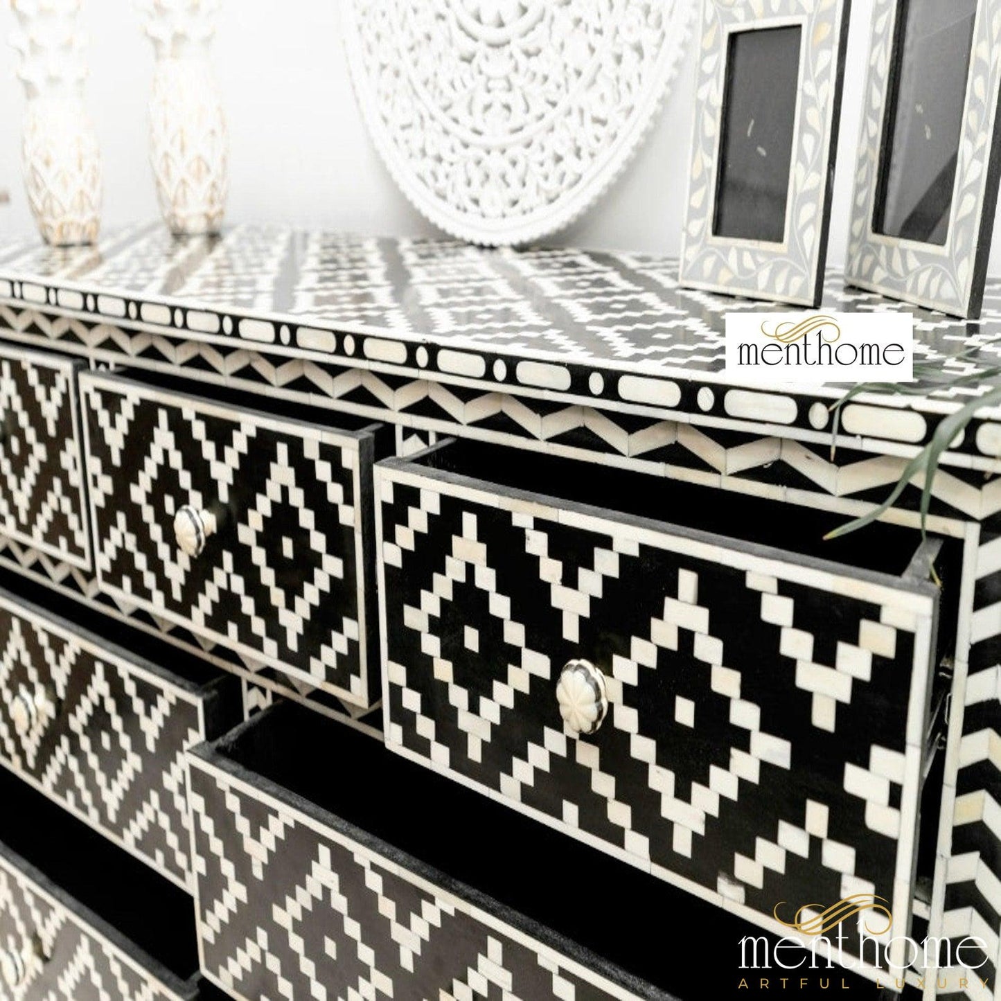 Bone Inlay dresser Handmade Design Bone inlay Wooden for Home Decorative Cabinet | Luxury Handmade Cabinet