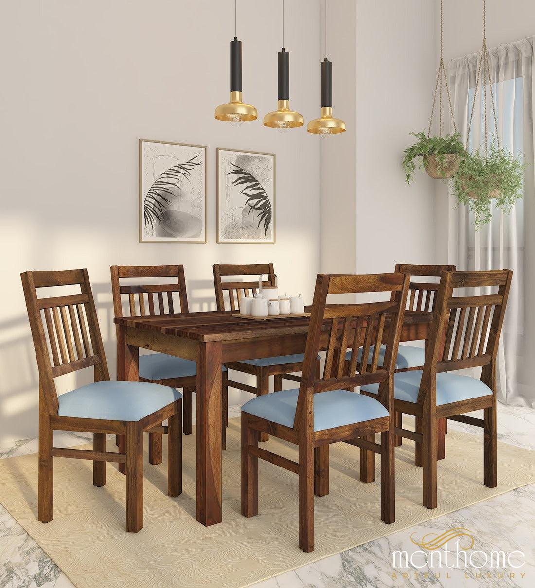 Modern Rosewood Dining Chair and Table In Provincial Teak Finish with Cushioning | Luxury Handmade Chair