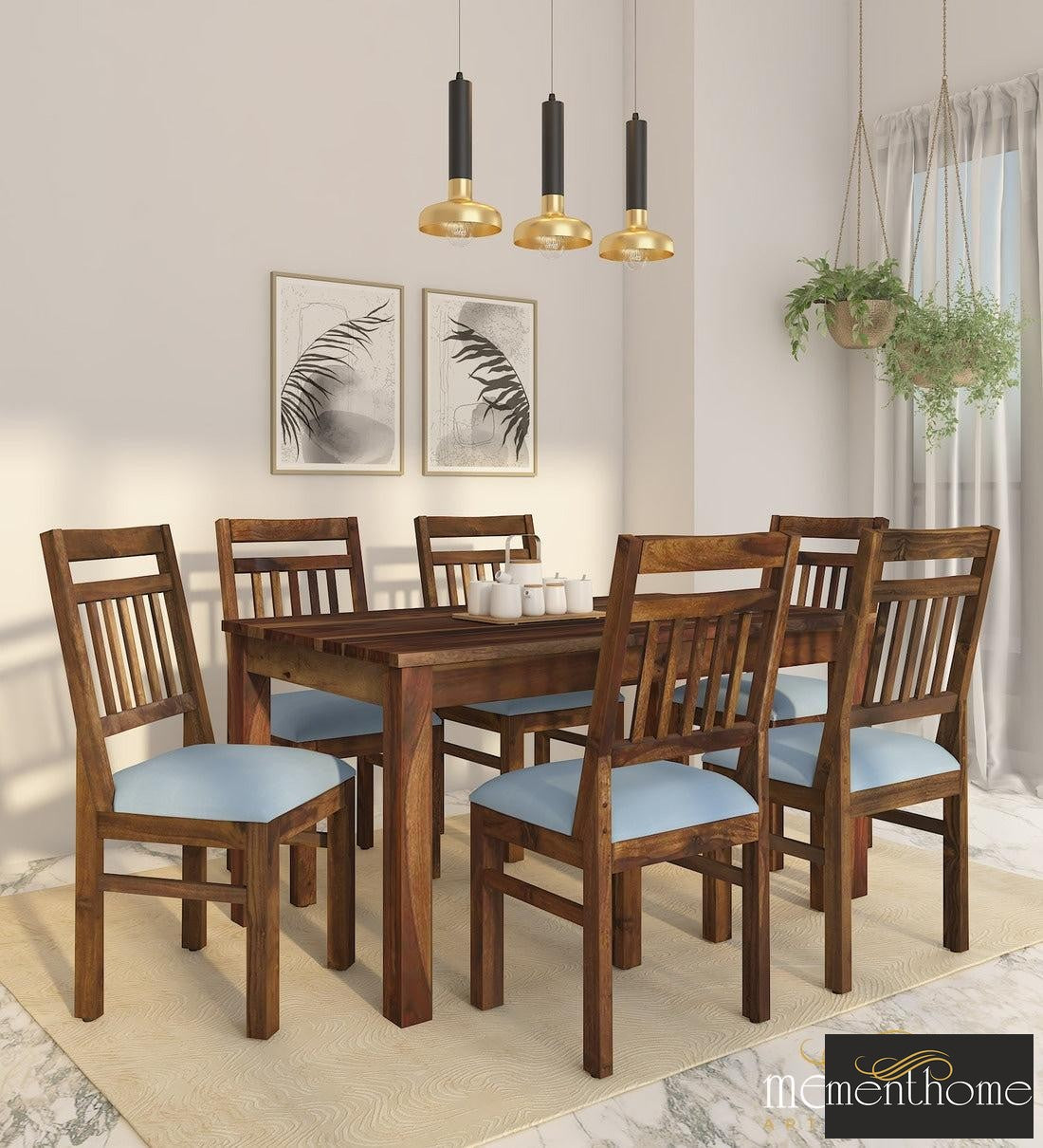 Modern Rosewood Dining Chair and Table In Provincial Teak Finish with Cushioning | Luxury Handmade Chair