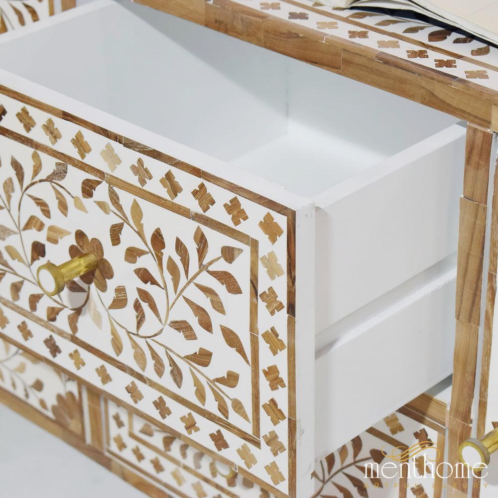 Floral wooden Inlay Entertainment cabinet | Luxury Handmade Cabinet