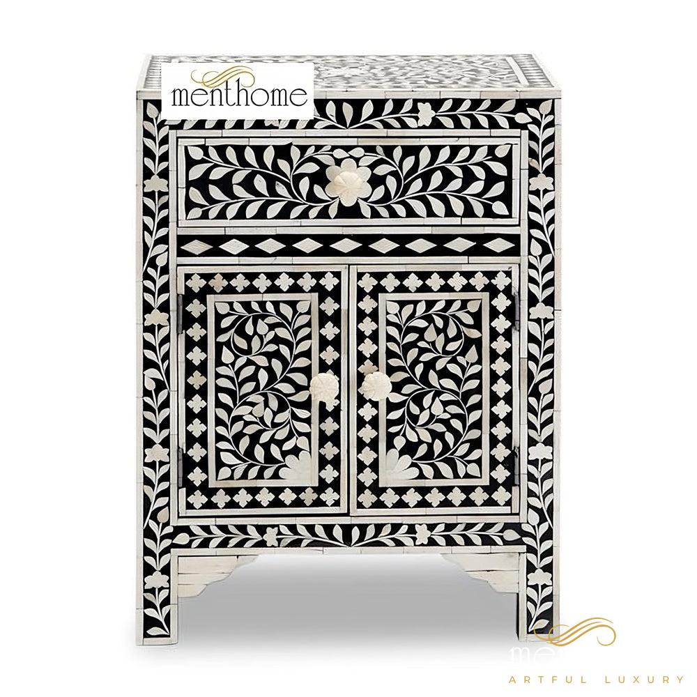 Handmade Bedside Table Handmade Design Bone inlay Commode, Bone Inlay Drawer, Bone Inlay Furniture Pattern Furniture Handmade Wooden Table | Luxury Handmade Bedside Table