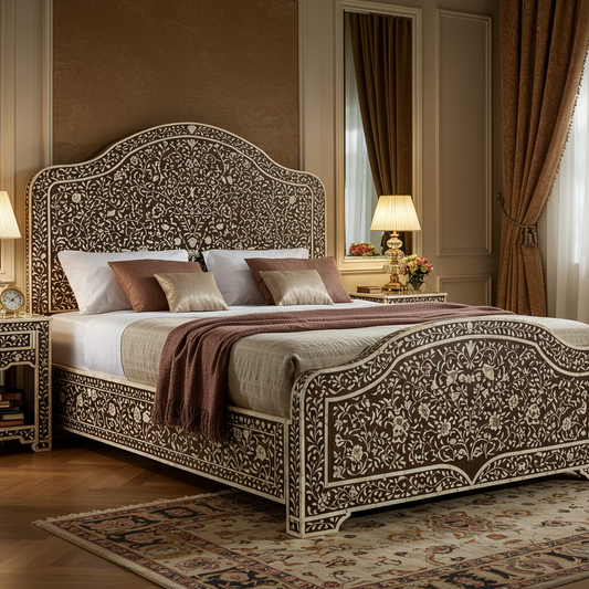Luxury Handcrafted Inlay Wooden Bed Frame