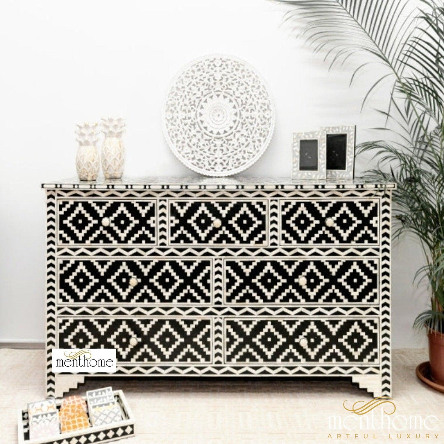 Bone Inlay dresser Handmade Design Bone inlay Wooden for Home Decorative Cabinet | Luxury Handmade Cabinet