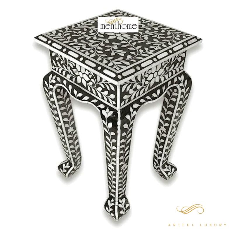 Modern Design Stool Handmade Bone Inlay | Luxury Handmade Stool