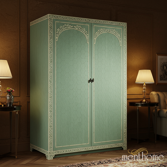 Vintage Style Green Wooden Wardrobe | Luxury Handmade Wardrobe