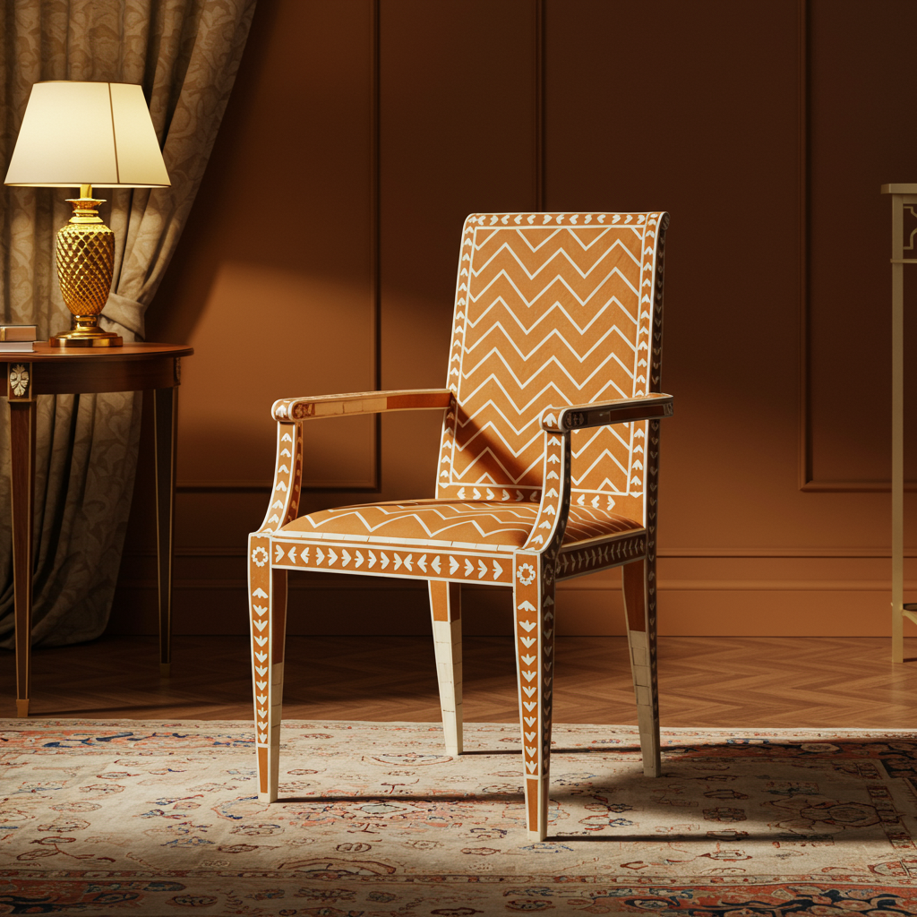 Luxury Inlay Chevron Armchair | Luxury Handmade Chair