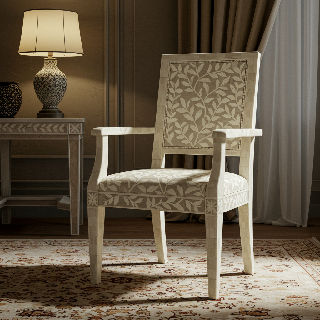 Inlay Armchair with Botanical Motif | Luxury Handmade Chair