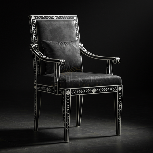 Luxury Inlay Armchair with Floral Motifs | Luxury Handmade Chair