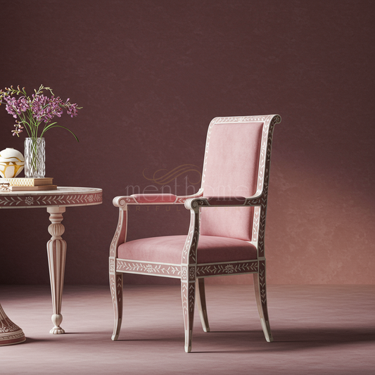 Luxury Inlay Armchair with Velvet Upholstery | Luxury Handmade Chair